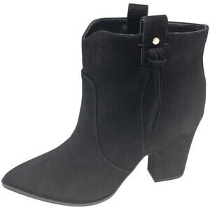 SAM EDELMAN Niomi Nubuck Leather Western Heeled Ankle Booties 8 Women's Black